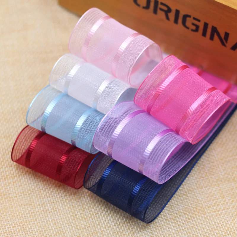 

New 38mm printed Stripe Broadside organza ribbon Party Home Wedding Decoration Gift Wrapping Christmas DIY Material 1 meter/lot