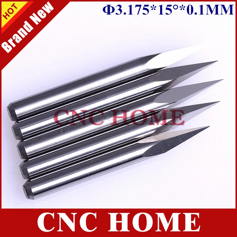 

5pcs 3.175x15degx0.1mm 4 Face CNC Router Bits Carbide Stone Cutters Precision Engraving Tools for CNC Machine