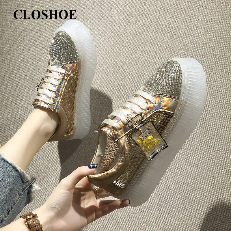 

CLOSHOE Water Drill Net Surface Single Shoe Female Thick Bottom Platform Shoes Summer Breathable Student Net Jelly Sandals