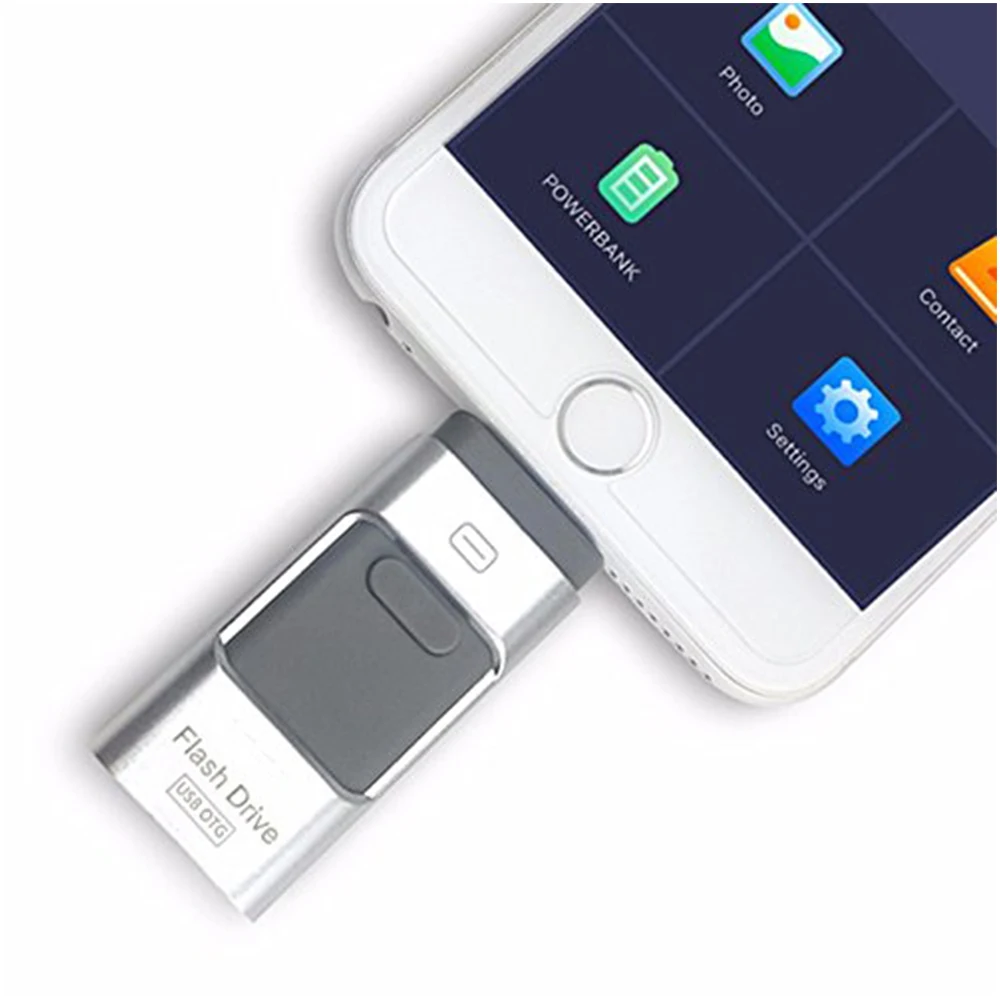 3-в-1 OTG USB 3,0 Flash Drive U диск Memory Stick хранения адаптер USB флеш-накопитель для iPhone Android сотовый телефон компьютеров (128 г)