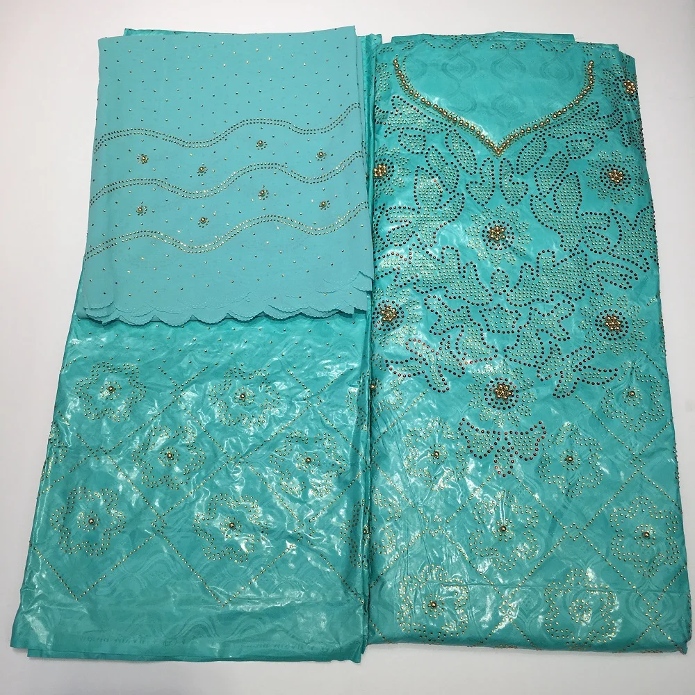 

3 in 1 african bazin riche getzner lace fabric brocade wedding woman big party beads&stones tissu cotton 7yds jacquard basin