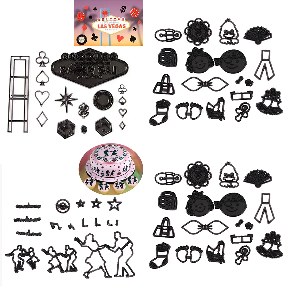 

3 Kind of Theme Plastic Silhouette Cookie Cutter Cake Fondant Biscuit Mold Cutters Cake Decorating Tools Baking Mold