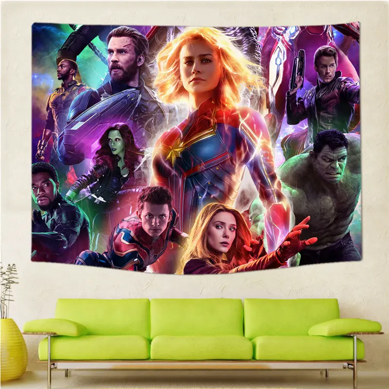 12 Marvel Мстители 4 настенный гобелен для гостиной спальни полиэстер 200*150 см декор железный человек Человек-паук танос скатерть - Цвет: 12