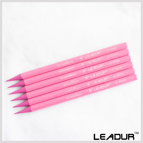 6pcssetColorPencilPinkWoodlessPencilforKidsStudentsPainting