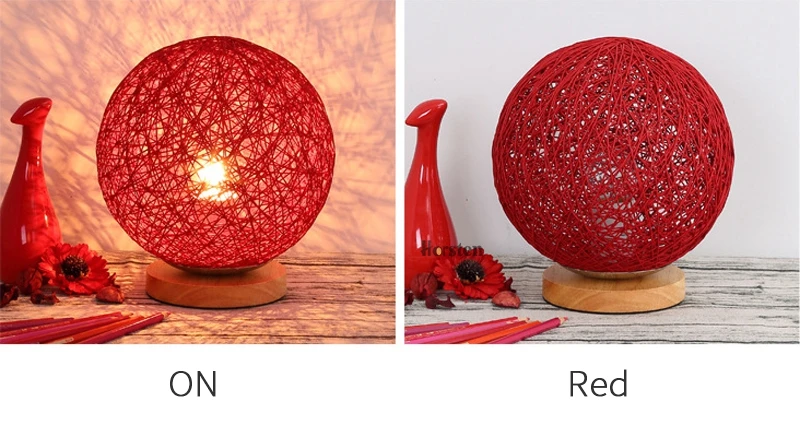 Horsten Wooden Table Lamp 20cm Multiple Colors Linen Woven Ball Lampshade Bedroom Bedside Lamp Wooden Desk Light  (6)