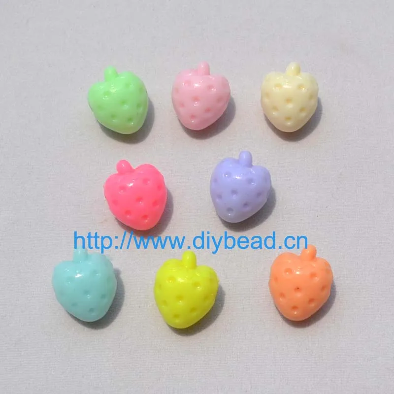 

100 pcs/lot shipping free DIY Necklace Department,Cartoon Strawberry Light Mix Color Acrylic beads,17*13MM Jewelry Findings