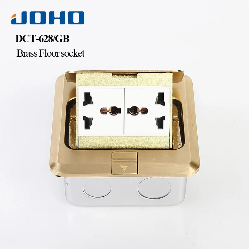 

JOHO Brass Panel Fast Pop Up Floor Socket Outlet Box with Double Universal Sockets 250V 10A 2 Universal Socket General-Purpose