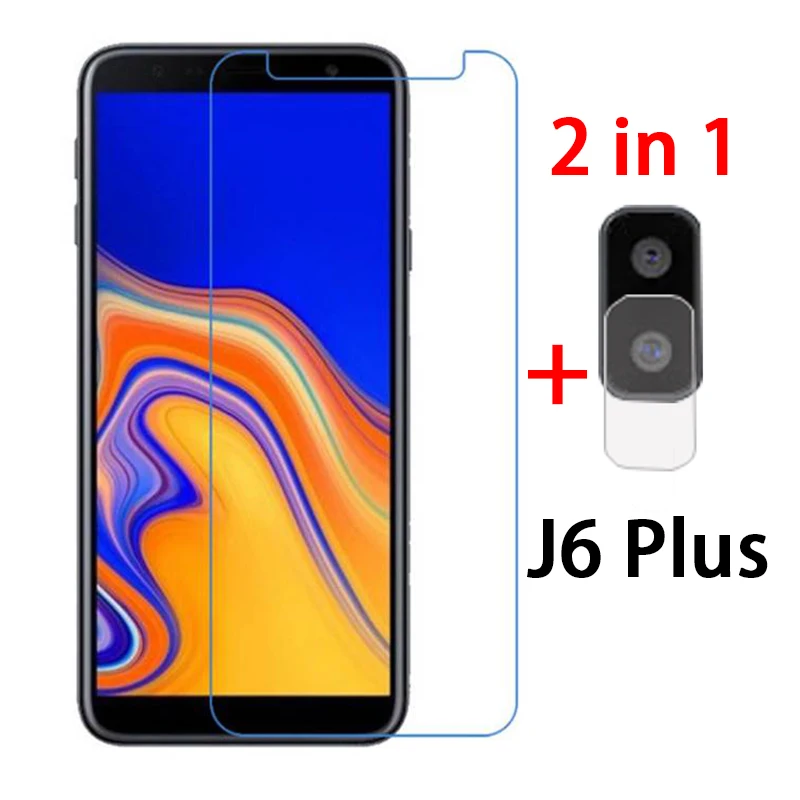 

2 in 1 on the J6plus Tempered Glass for Samsung Galaxy J6 Plus J610F J 6 Plus screen Camera Lens protector protective glass film