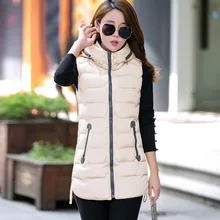 2017 New Woman Sleeveless Jacket Long Slim Thickening Warm Vestswomen Coat Female 6color Winter&Autumn Women Vest