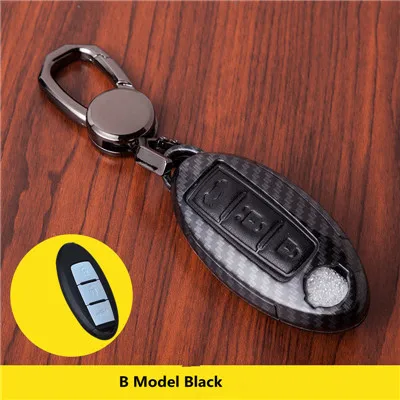 B Model black Карбоновый Автомобильный ключ чехол для Nissan Teana X-Trail Qashqai Livina Sylphy Tiida Sunny марта Мурано Geniss Juke Almera Максим - Название цвета: B Model black