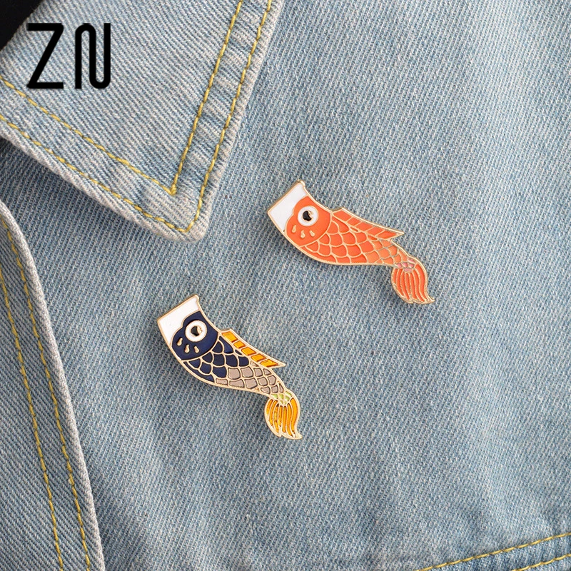 

ZN Enamel Brooches For Women pins Nishikigoi Japanese Fish Koi Fish Pin Vintage Bijoux Broche Femme Male Unisex jewelry