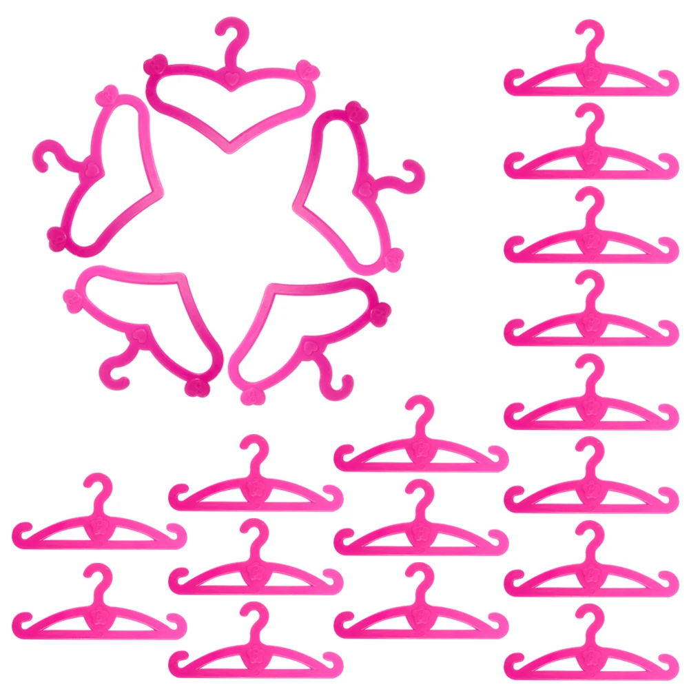 

NK 20 Pcs/lot Pink Hangers Dress Clothes Accessories for Barbie Doll Pretend Play Vintage Hard Plastic Hanger Girls' Gift DZ