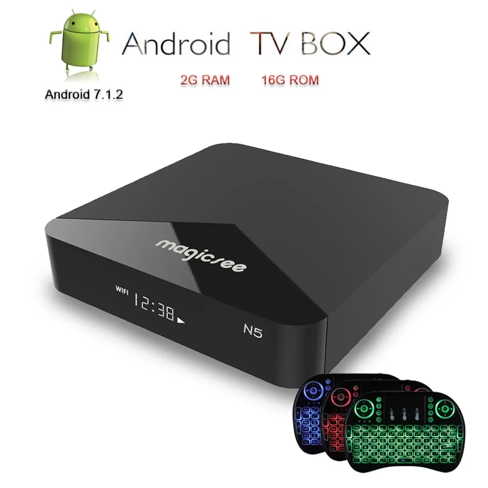 

Magicsee Android TV Box N5 Smart TV IPTV Box 4K Set-top Box Amlogic S905X Media Player 2G RAM/16G ROM+i8 Keyboard MX3 Air Mouse