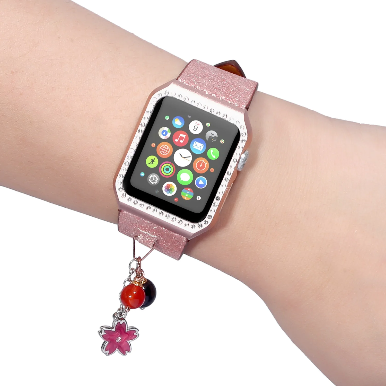 Блестящий кожаный ремешок для часов Apple Watch серии 1/2/3 Ремешок Браслет 42 мм 38