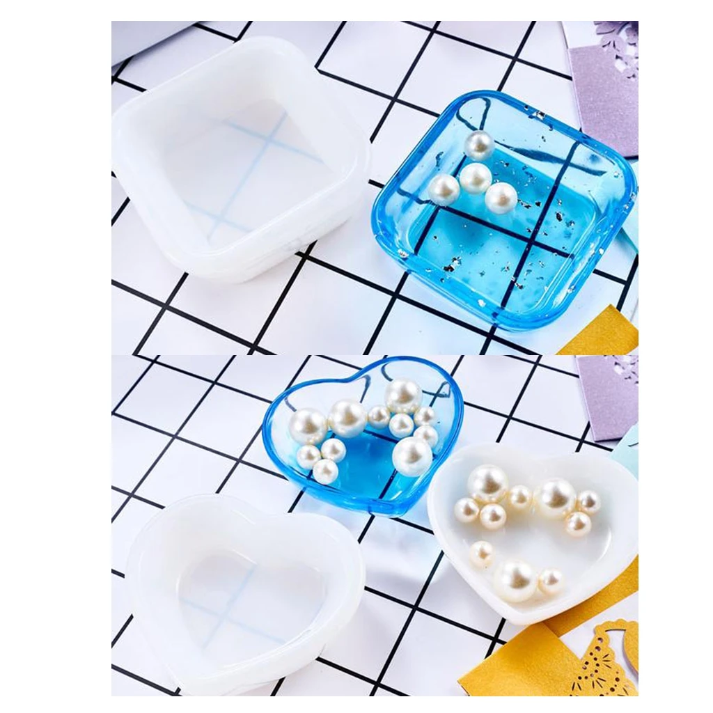 

2pcs Clear Silicone Mold Resin Jewelry Making Mould Box Crafts DIY Tool for Resin Casting Art Chocolate Candle Holder Making