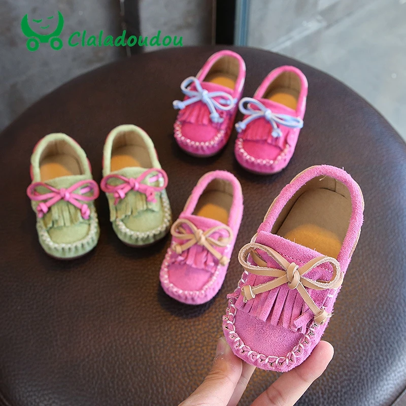 

Claladoudou 13.5-15.5CM Brand Autumn Kids Genuine Leather Casual Shoes Girls Loafers 1-3 Years Old Slip-on Soft Breathable Shoes
