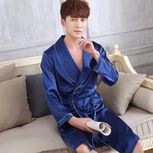 2016 spring and summer Nightwear For men Silk Bathrobes noble Men’s Sleep Lounge Robes