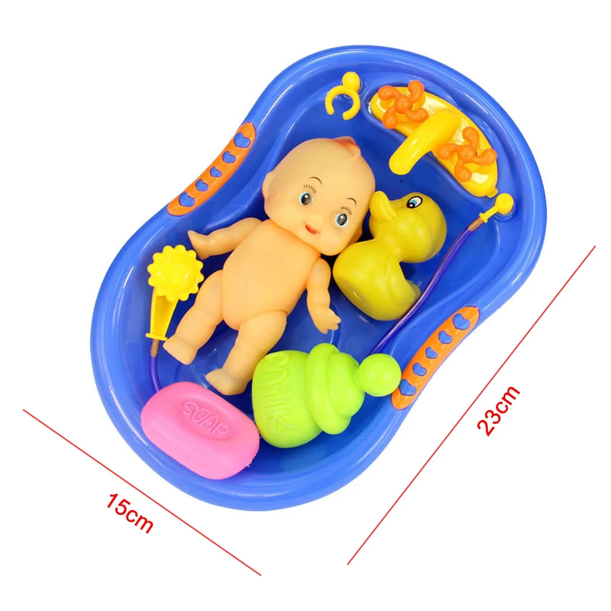 6 قطعة طفل الأطفال البلاستيك الطفل دمية في حوض الاستحمام مع دش الاكسسوارات مجموعة مسرحية لعبة عشوائية اللون
