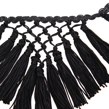 

1yard Black Braided Fringe Tassel Trimming Venice Lace Ribbon Trim Applique Trimming Sew on T1708