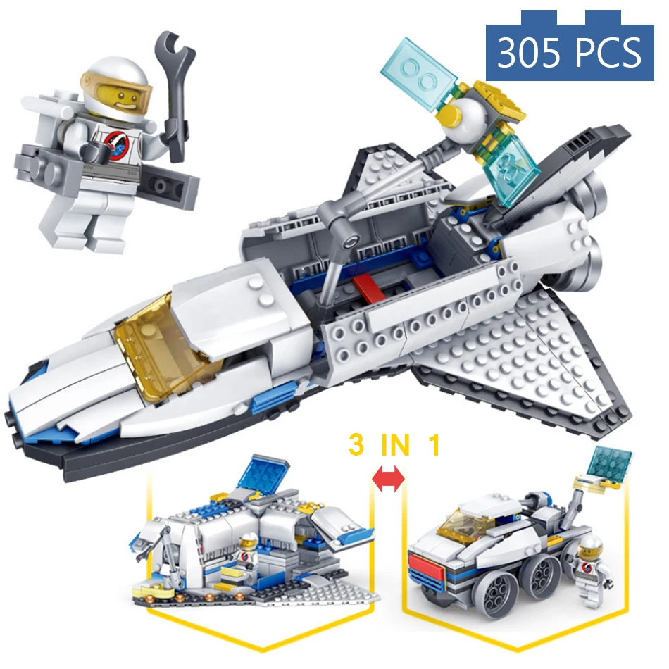 

305pcs 3in1 Creator City Space Station Plane Truck Building Blocks Compatible legoingly Clone Alien Figures Education Kids Toys