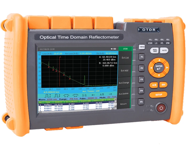 Профессиональный Волоконно-оптический рефлектометр OTDR с OPM OLS VFL OLT функции, отчет напечатан, сенсорный экран, fc, sc, st разъемы