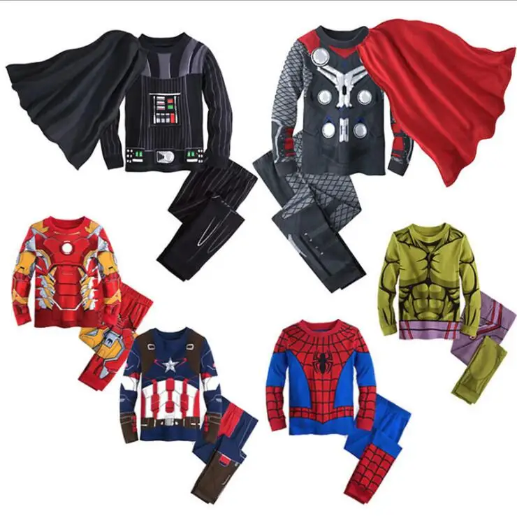 

Children Spring Autumn Cool Kids Aevengers Ironman Hulk Cartoon Clothing Sets for Boys and Girls