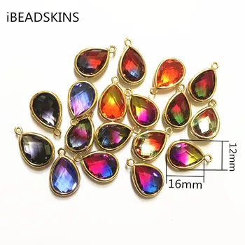 

New arrival! 16x12mm 50pcs/lot Copper Material with Crystal drop-shape charm for earring Parts Jewelry handmade DIY