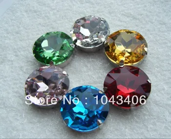 

free shipment Sew On 4 holes round28mm 60Pcs/Lot six color one color 10pcsNavette beads Fancy Stone with Silver Claw Setting