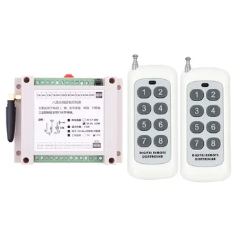 

New DC 12V 24V 36V 48V 8 Channel 8 CH 10A Relay RF Wireless Remote Control Lighting Switch With 2PCS White Remote Control