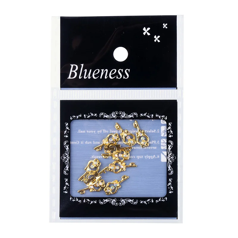 Blueness 10 шт./лот сливовый ключ дизайн ногтей 3D Стразы для дизайна металлические