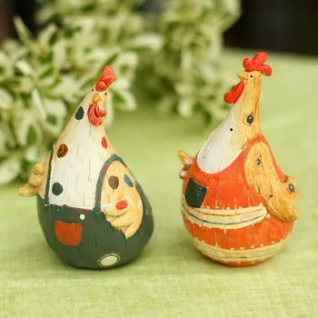 

Europe type resin chicken couple wedding gift animal statues convex circular home decorative arts and crafts