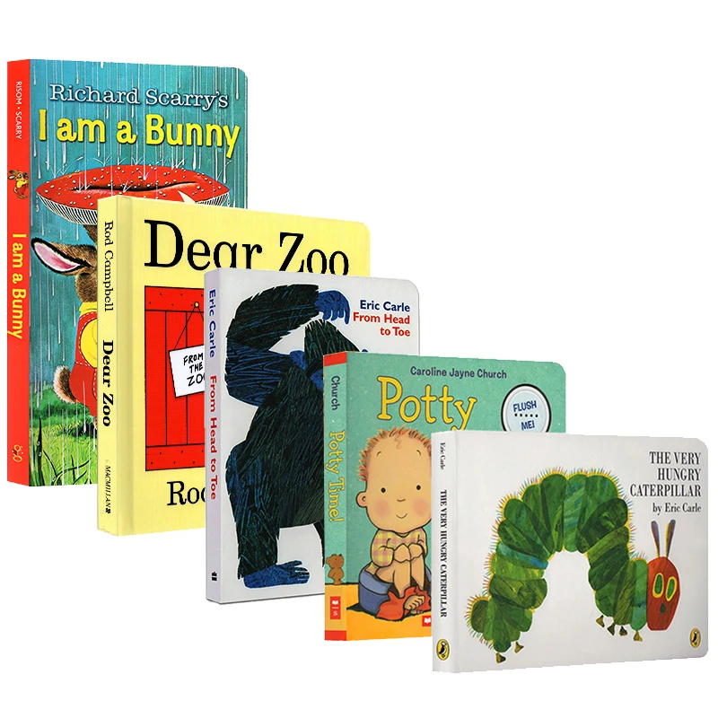 Забавные образовательные английские Картонные Книги Dear Zoo / I am a bunny/голодная