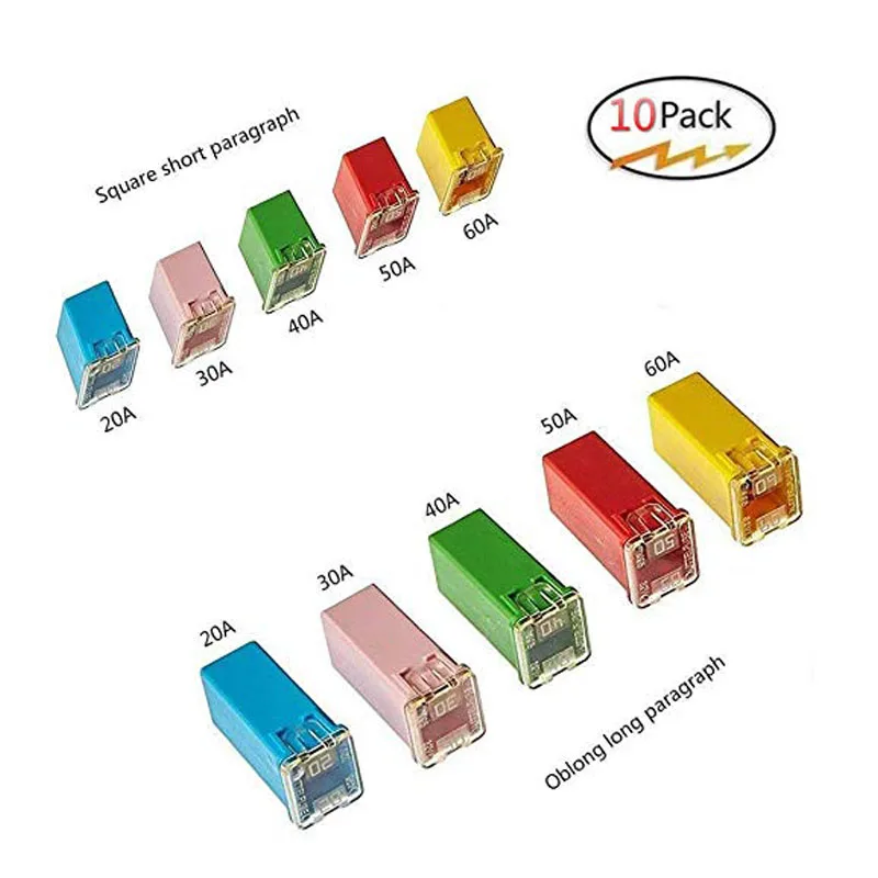 

10 Pcs Jcase Car Fuse FMX Female Maxi Fuse Assortment LOW and TALL/STD Shaped Assortment Fuse 20A 30A 40A 50A 60A