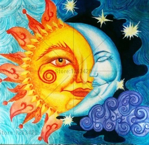 

High Quality Diamond Cross Stitch kits Diy Embroidery wall Decoration Full Rhinestones Painting Mosaic cartoon sun and moon face