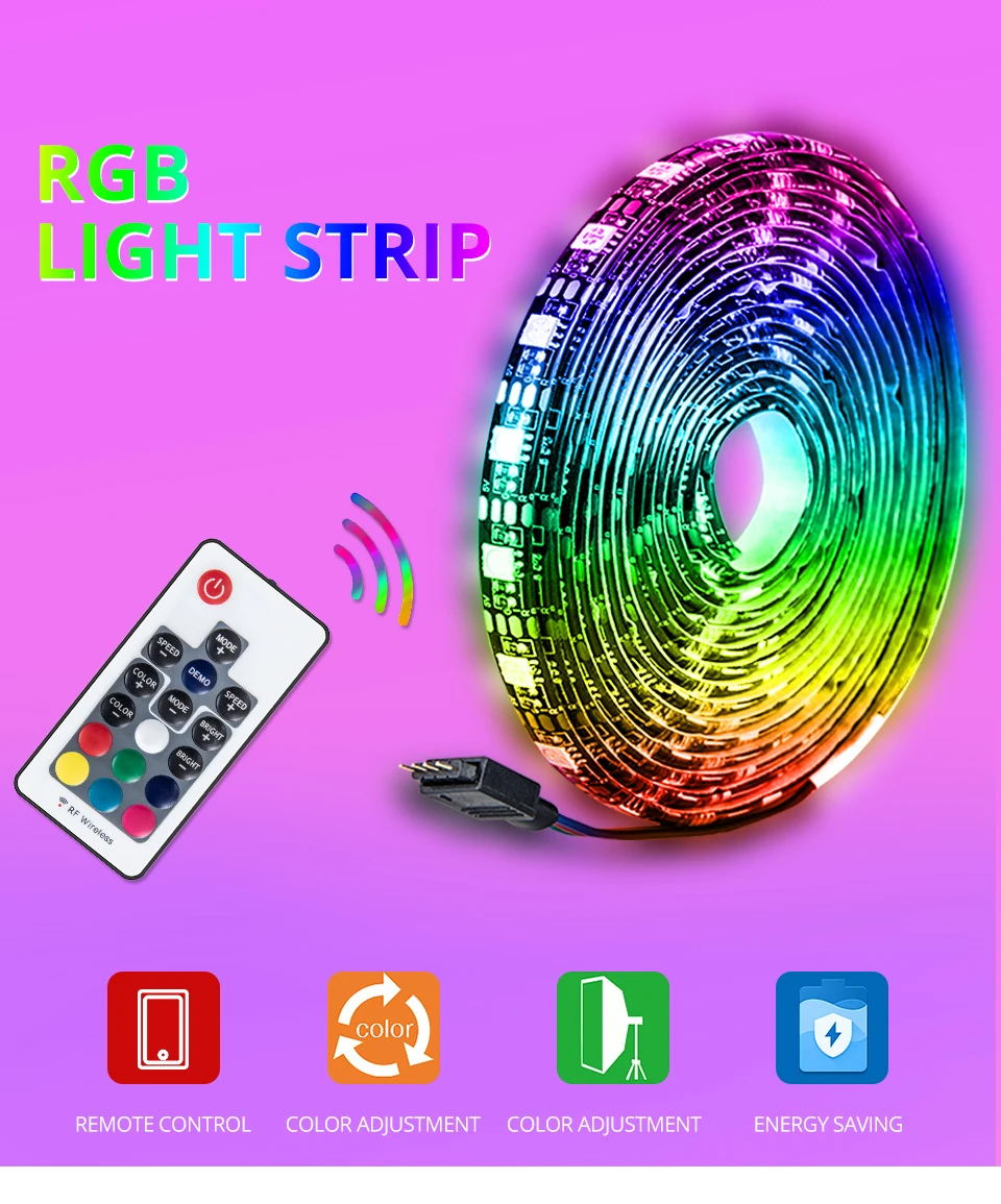 1m-5m LED Night Light 12V 5050 2835 LED Strip with Sata RF Wireless Remote Controller Flexible Computer Case Light (1)