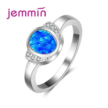 

Wholesale Engagement Rings For Women With Blue Fire Opal Stone Simple 925 Sterling Silver Wedding Ring For Brides Jewelry