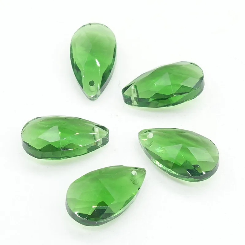 Оптовые много 5 шт граненые кристаллы в форме слезы бусины, Свободное ожерелье подвеска «сделай сам» 22 мм - Цвет: Grass green