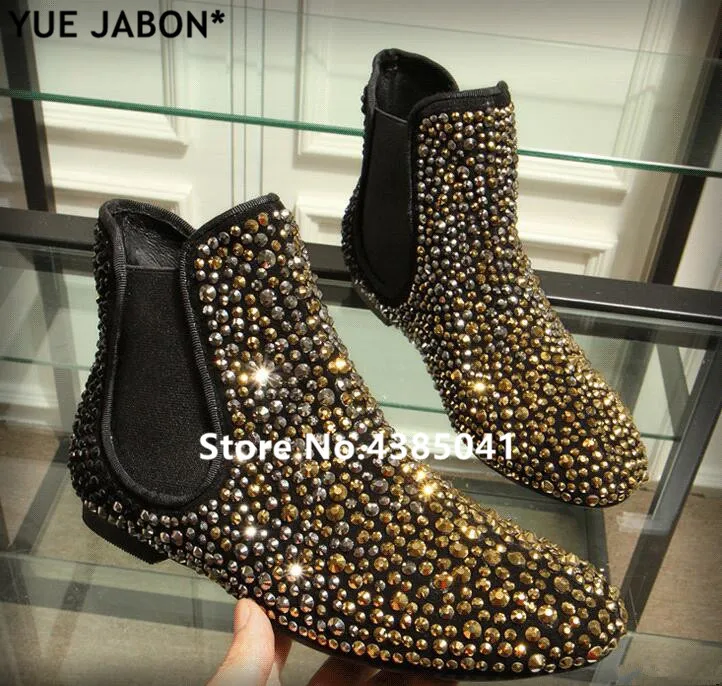 Stretch Casual Gold Booties Designer Shoes Luxury New 2019 Stretch Casual Gold Booties Designer Shoes Luxury New 2019