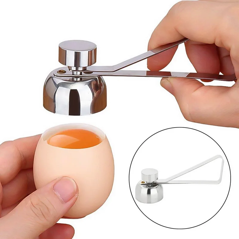 Hifuar 1pc Stainless Steel Boiled Egg Topper Shell Cutter Knocker Raw Egg Cracker Separator Egg Opener Creative Kitchen Tools