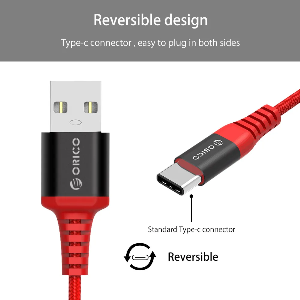 ORICO кабель для мобильного телефона type-C-USB-A 1 м/3 фута зарядный шнур USB-C кабель для синхронизации для смартфона планшета для samsung htc LG type C