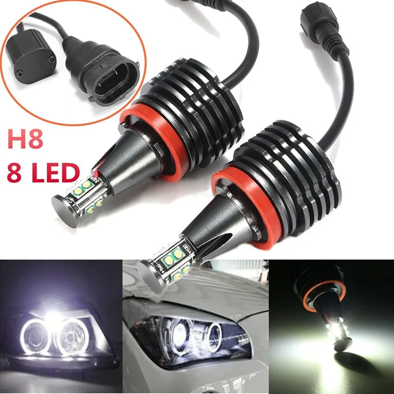 2pcs 80W   H8 Canbus LED Angel Eyes Halo Light Bulb For  E90 E92 E82 E60 E70 X5 X6