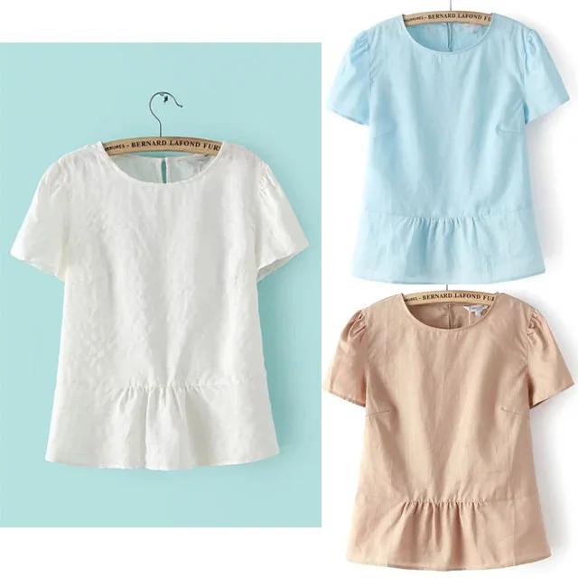 Nice Summer Cotton font b Blouses b font Flounce Bottom font b Blouses b font Sweet