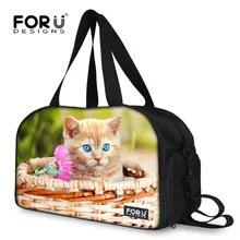 FORUDESIGNS/Женская портативная дорожная сумка большой емкости, дорожная сумка с милым принтом кота, Женская дорожное снаряжение, сумка для обуви