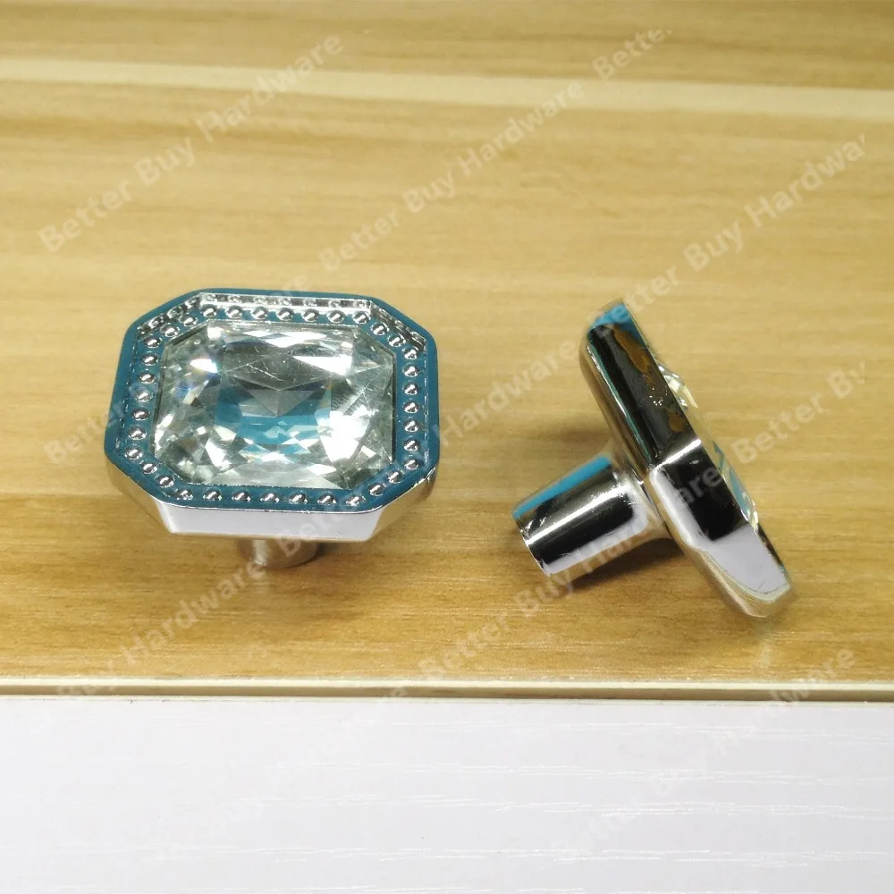 

Size 32x32mm Single Hole Knob square shape Zinc Alloy crystal diamond knob drawer knob silver color