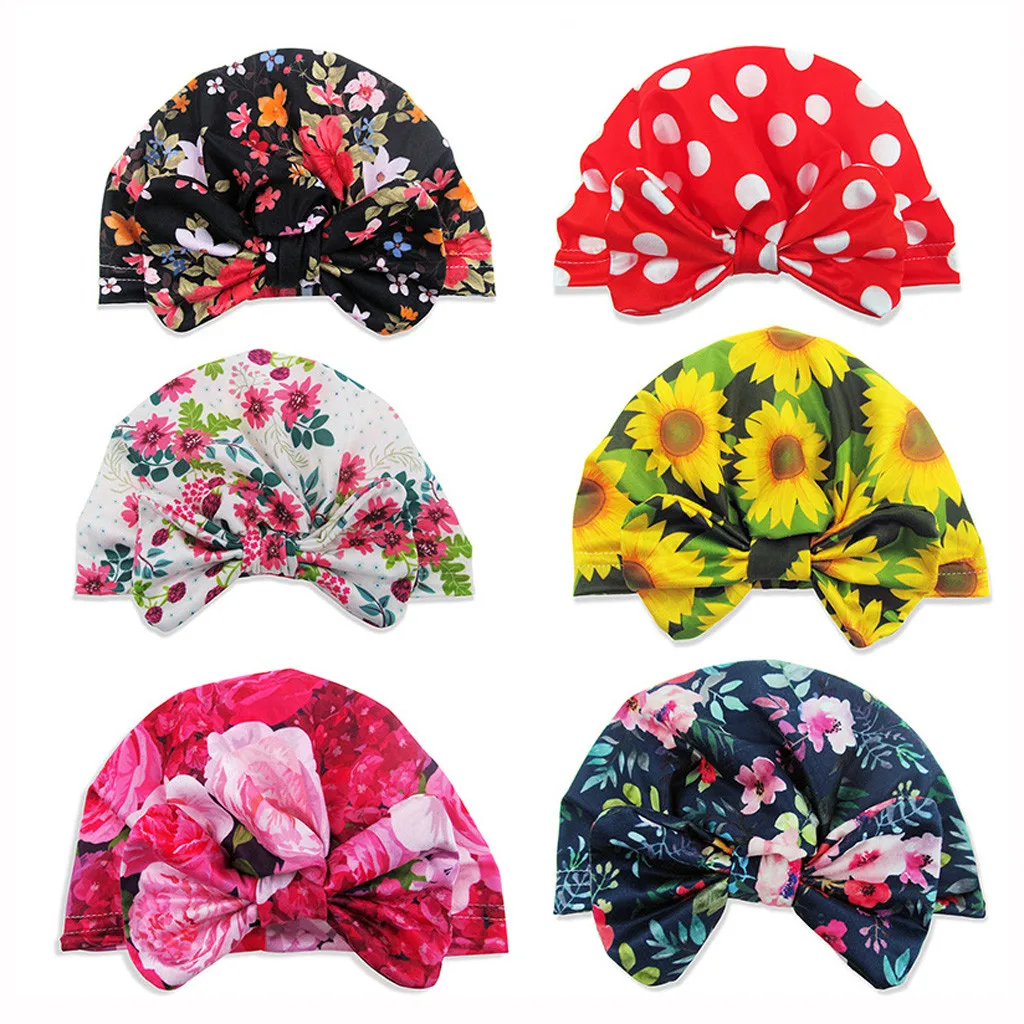 

Baby Newborn Hat Children Cap Boys Girls Kids Toddler Turban Pint Dot sunflower Floral Bow Photo Props Hat Clothes modis кепка