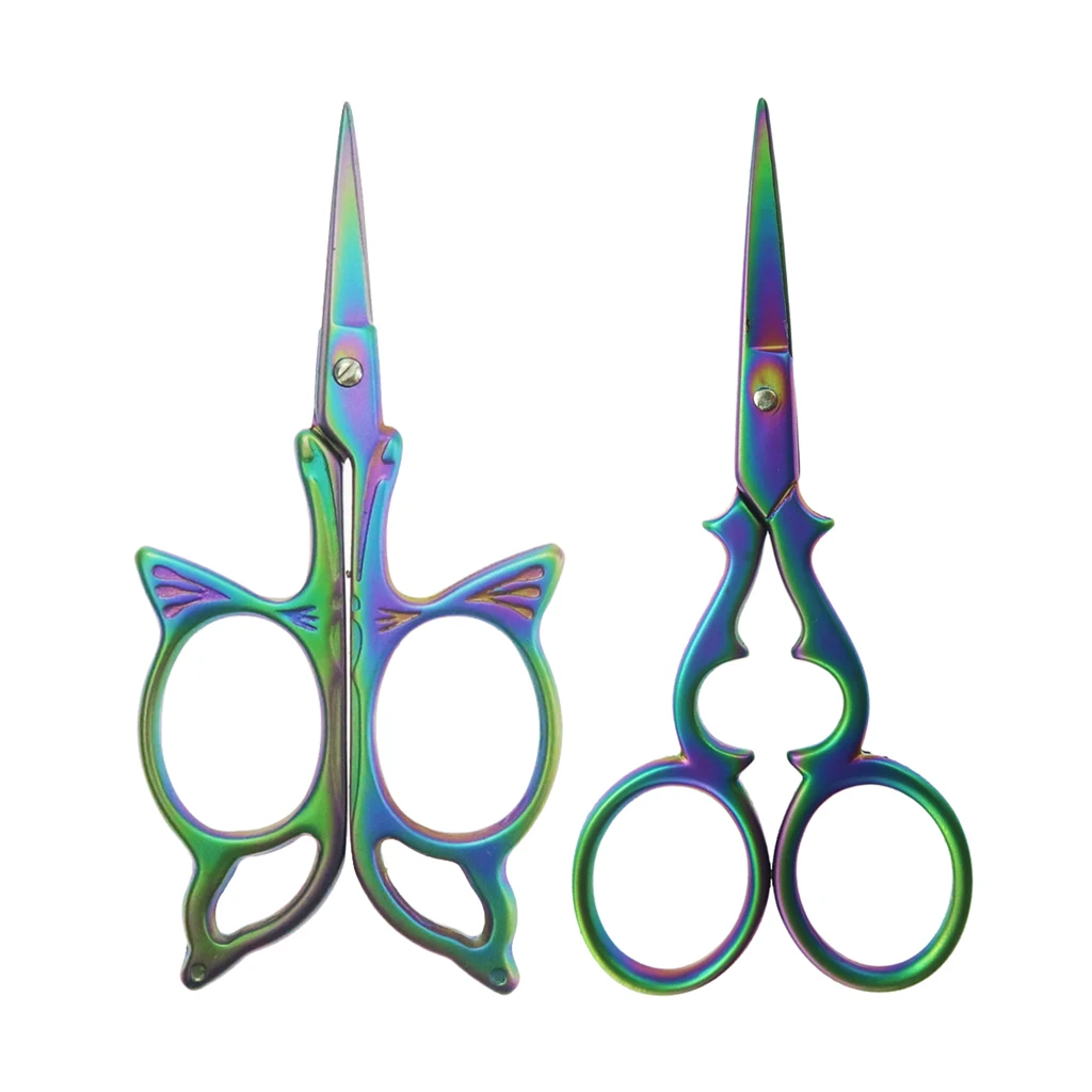 2pcs Vintage Butterfly/Gourd Embroidery Sewing Shears Cross Stitch Scissors