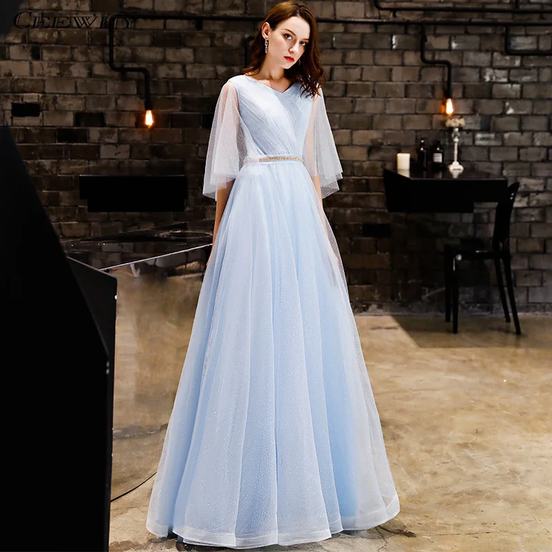 

CEEWHY Robes de Soiree Longue 2019 Prom Dresses Lace Evening Gown A Line Formal Pary Special Occasion Dresses Abendkleider