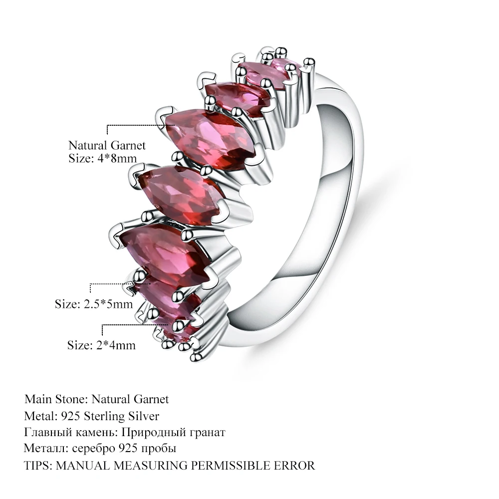 GEM'S BALLET 3.33Ct Маркиза Форма натуральный родолит гранат кольцо 925 пробы серебряные драгоценные камни кольца для женщин хорошее ювелирное изделие