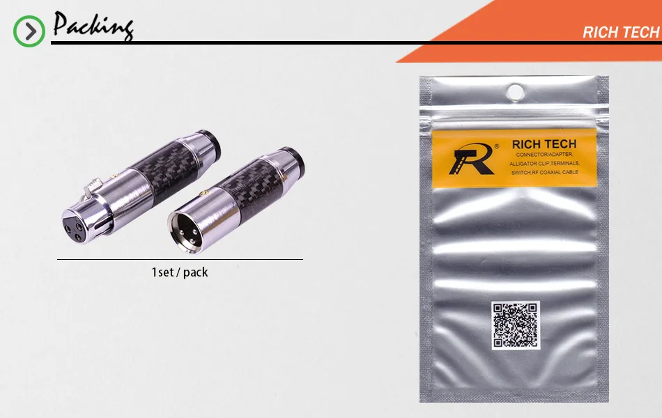 1 компл. Роскошные углеродного волокна XLR провода разъем 3PIN XLR микрофон штекер мужской женский адаптер микрофон с родиевым покрытием