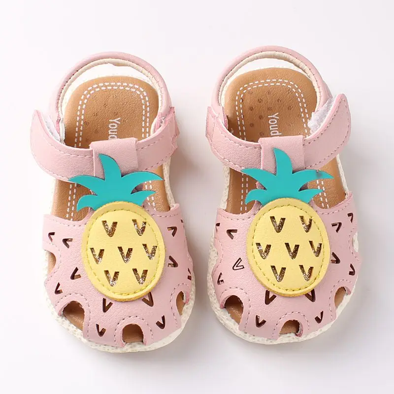 Милые Новорожденные девочки сандалии, летняя обувь модные милые ананас Нескользящие сандалии для маленьких девочек стелька Size11-13cm